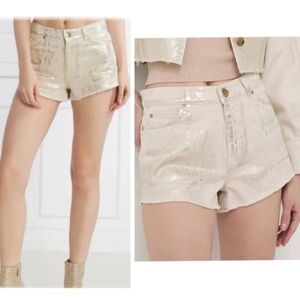 PINKO Garda Shorts Size 26 Metallic Denim 100% Cotton